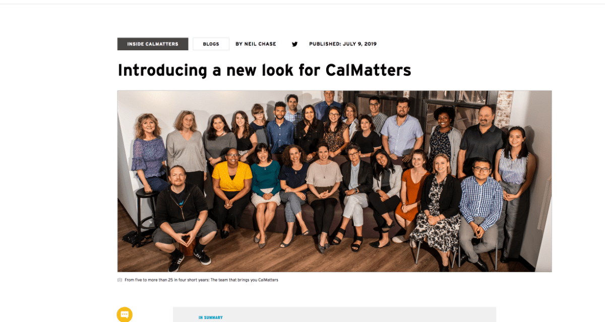 The News Project Launches Its First Customer Site CALmatters