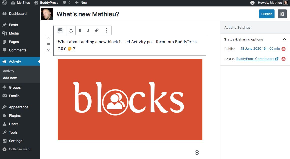 BuddyPress Contributors Begin Work on Block-based Activity Post Form