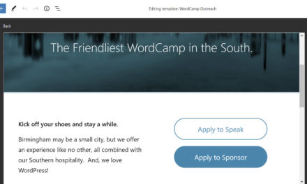 FSE Outreach Round #6: Building a WordCamp Landing Page via the Template Editor