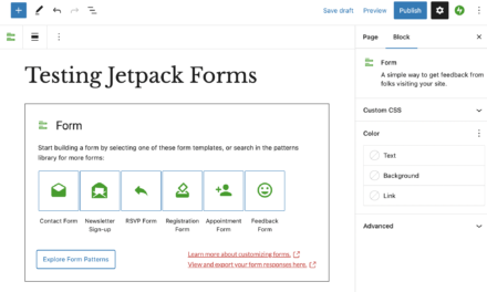Jetpack 11.6 Adds Block Pattern Support to Forms