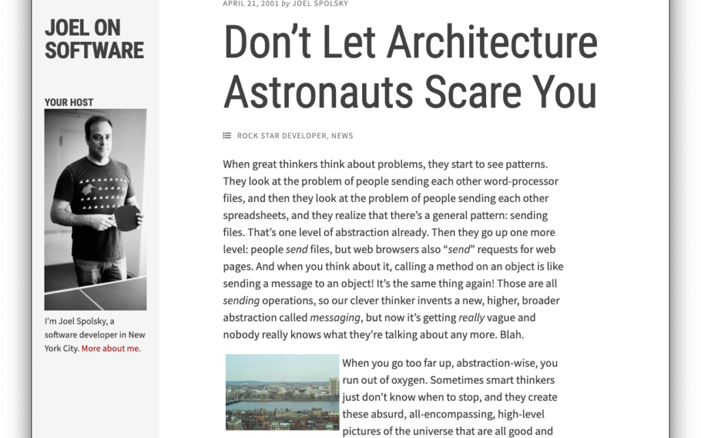 The Architecture Astronauts of WordPress