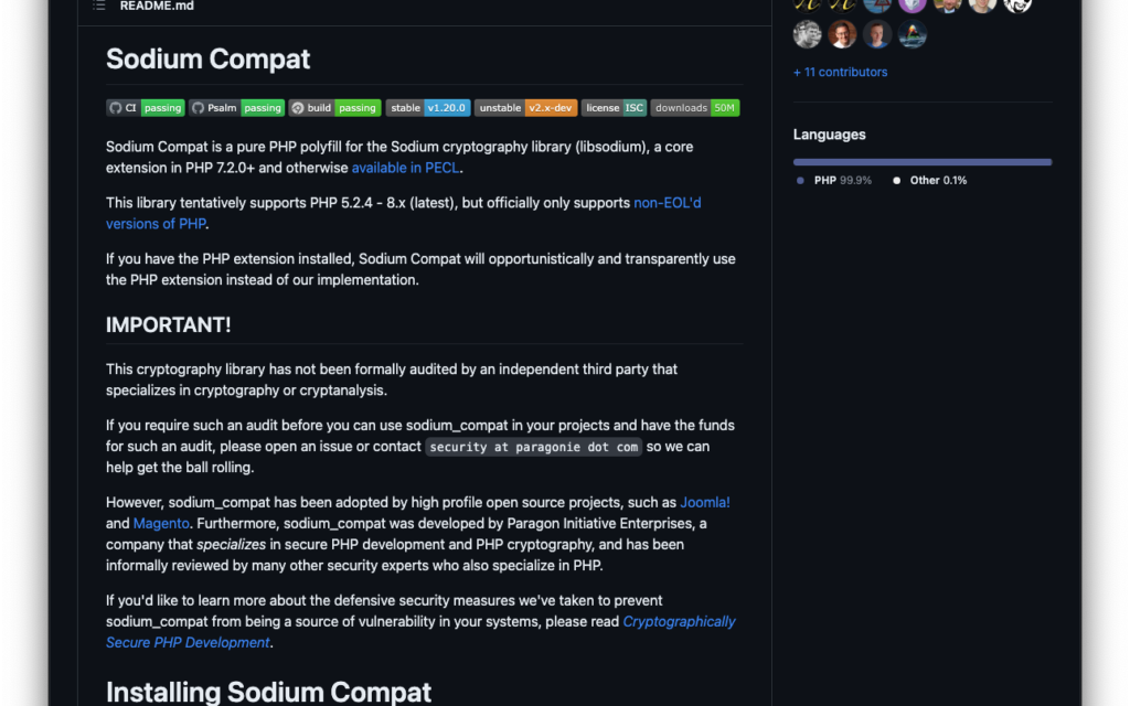 Sodium Compat: PHP Sodium Functionality via Composer