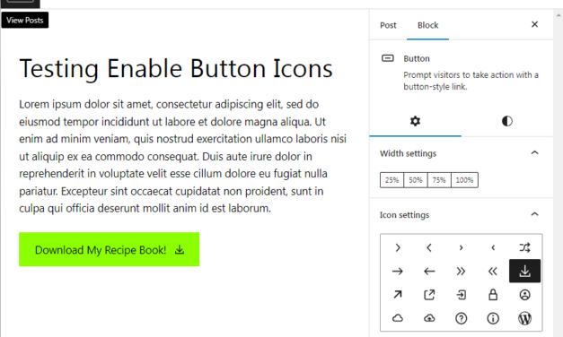 Add Icons to WordPress’ Core Button Block